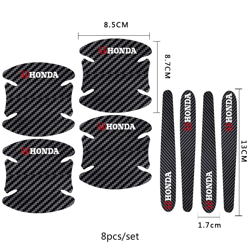 8pcs Stiker Film Pelindung Handle Mobil Bahan Carbon fiber Untuk Honda Brio City Jazz Civic Fc CRV HRV