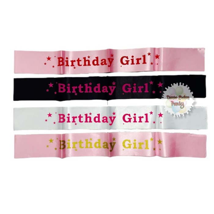 Sash Selempang Happy Birthday / Birthday Girl Font Tegak Sablon