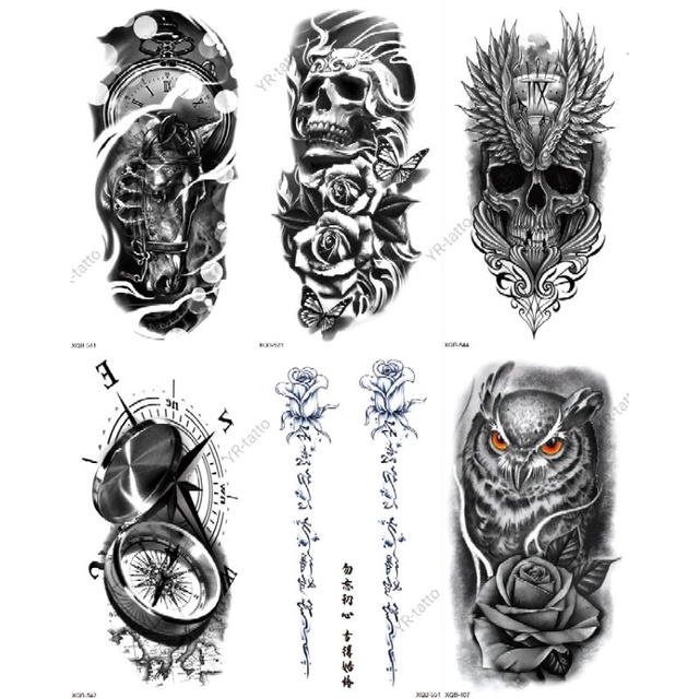 Tatto temporary cewe  Dayak macan owl  model XQB