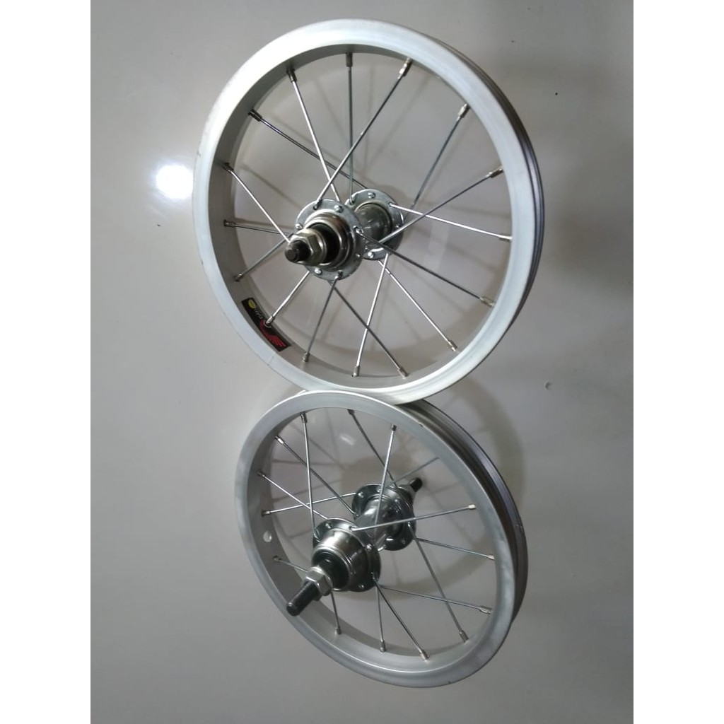rims velg sepeda 12 alloy set depan belakang silver