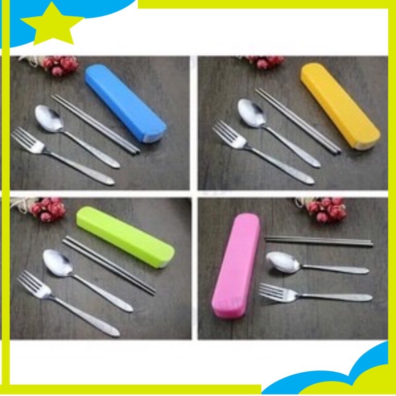 Jual Cutlery Set Stainless Sendok Garpu Sumpit / Set Alat Makan