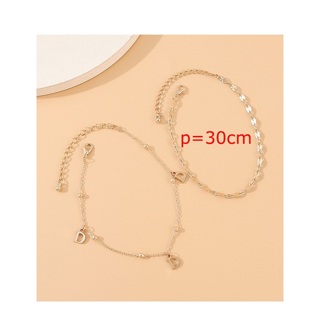 LRC Gelang kaki Fashion Golden Alphabet Alloy Y64454