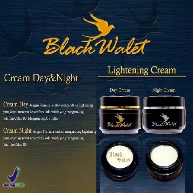 CREAM BLACK WALET WHITENING DAY &amp; NIGHT CREAM ORIGINAL BPOM