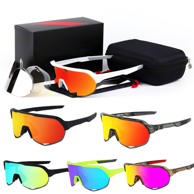 100 Cycling Shades Sunglasses with 3 Lenses for Men Women Original Uv400