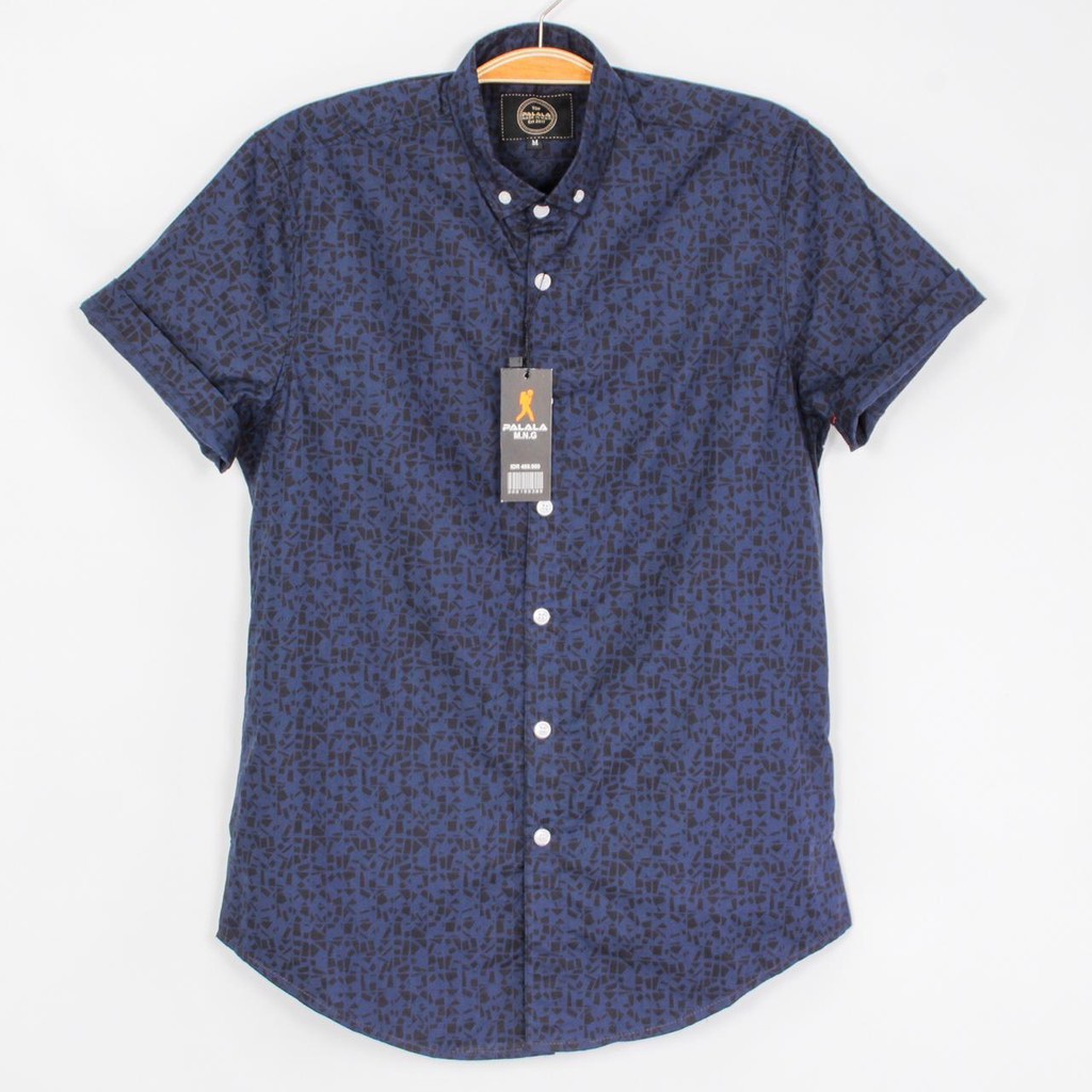 Credo Promo Kemeja Polos Pria Lengan Pendek Biru Kemeja Cowok Baju Distro murah