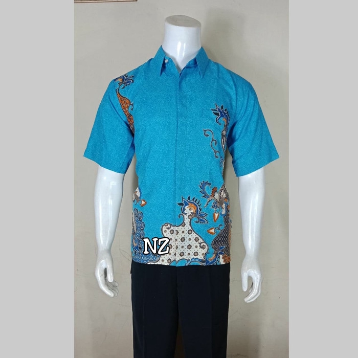 Hem batik semi sutra - Biru, M