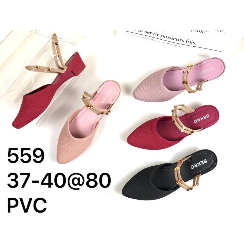Sandal Sepatu Wanita Let Valentino Import Mokaya 559 atau Bekro 559 BEST SELLER-Maroon