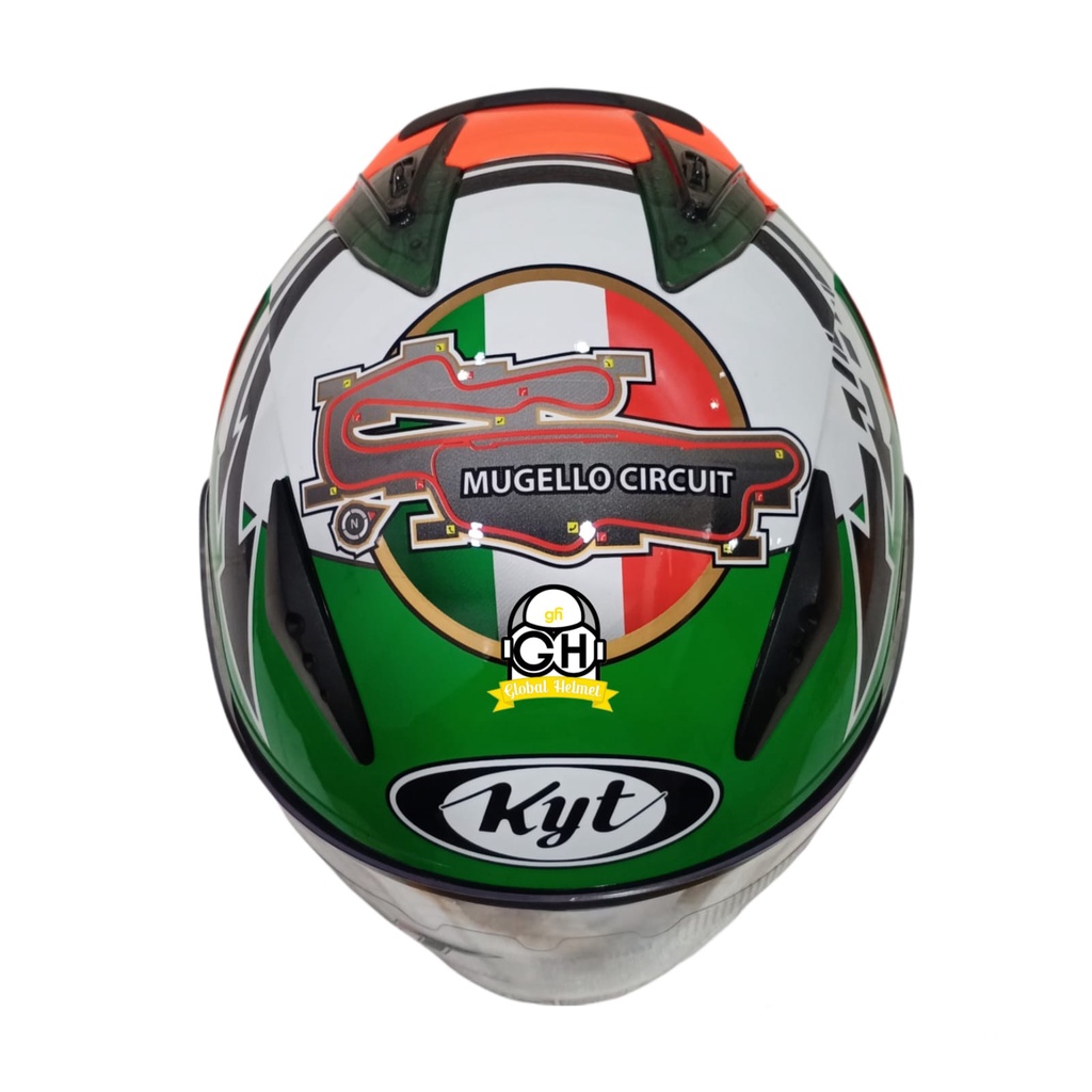 HELM KYT GALAXY FLAT R MOTIF MUGELLO GP RACE CIRCUIT DOUBLE VISOR KYT HALF FACE