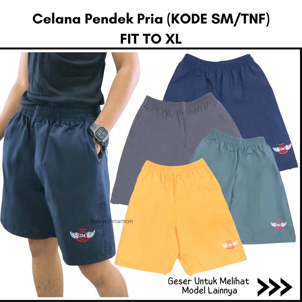 Celana Pendek Dewasa Kode SM Pria Fit To XL / Boxer Sport Santai Kolor Laki Polos Olahraga Fitness