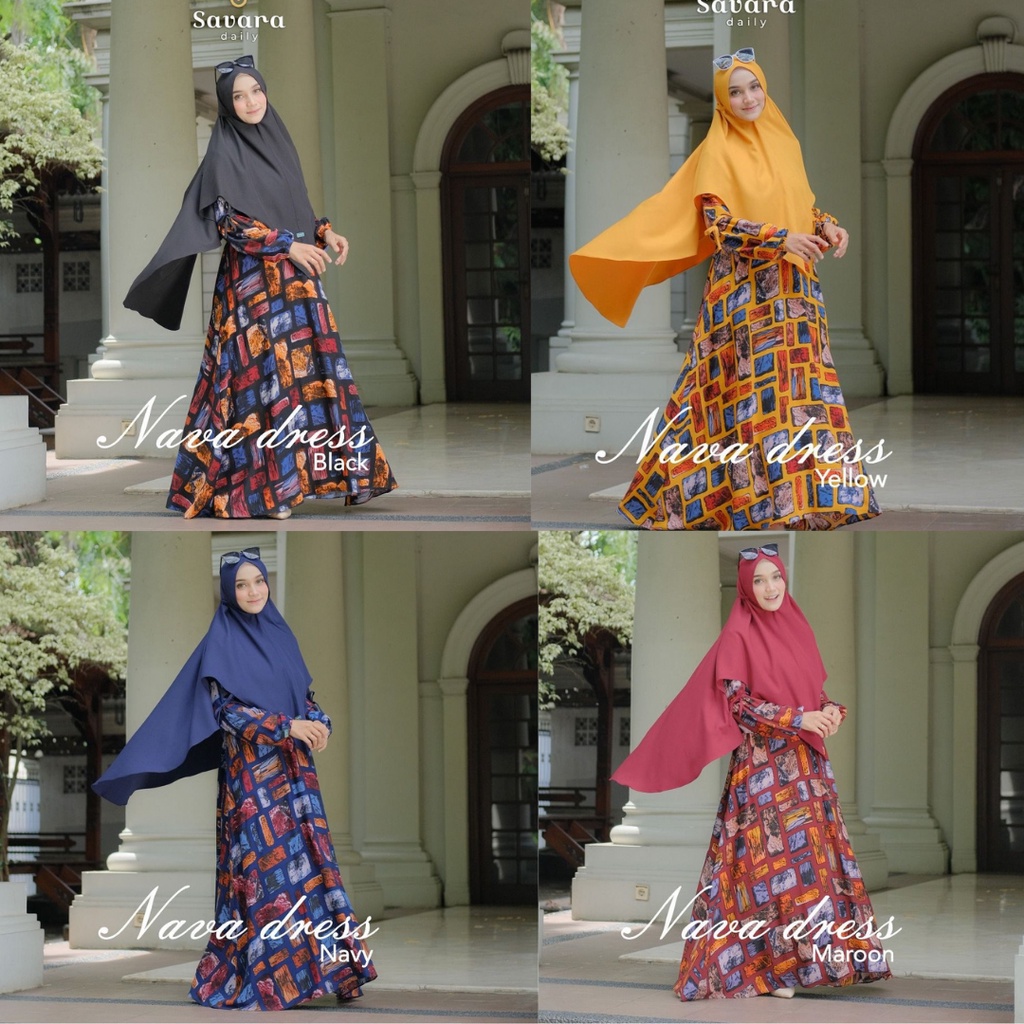 SET NAVA DRESS NOVA BY SAVARA DAILY GAMIS DASTER HOMEY WANITA BUSUI BAHAN KATUN RAYON COTTON MOTIF W