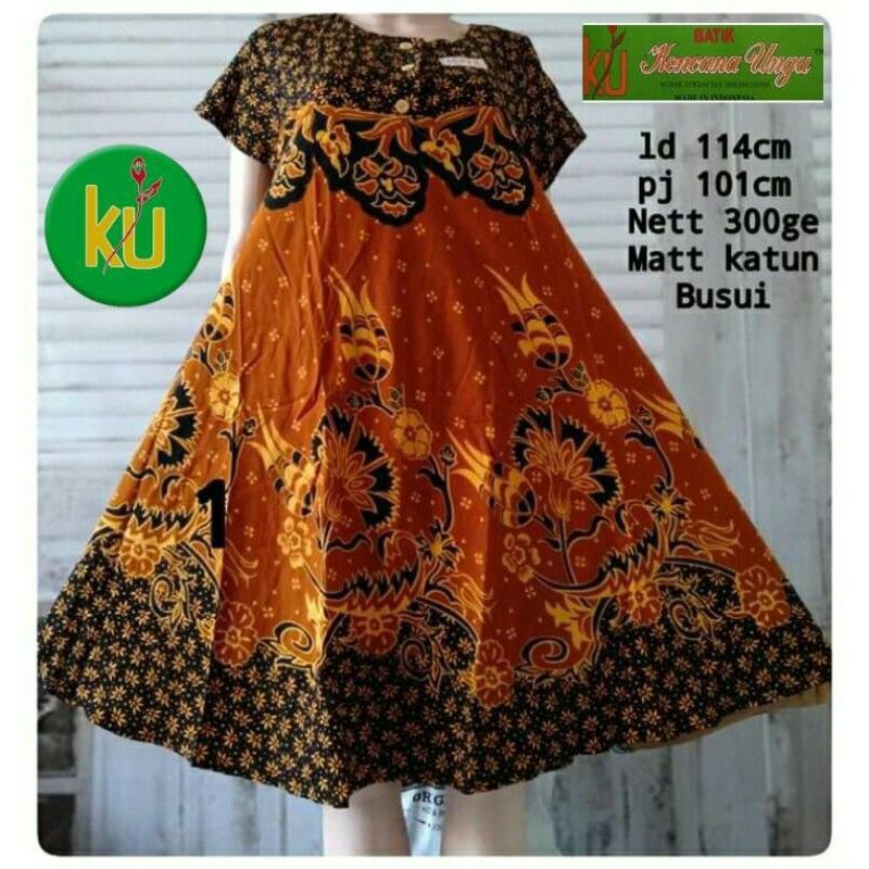 DASTER KLOK SOGA MAYUNG KENCANA UNGU DASTER BUMIL BUSUI DASTER ASLI BATIK KENCANA UNGU