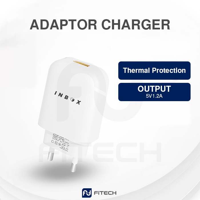 FiTech Adaptor Inbox 5V/1.2A USB 3.0 Kepala Charger Original MM-3 Travel Adapter Thermal Protection 
