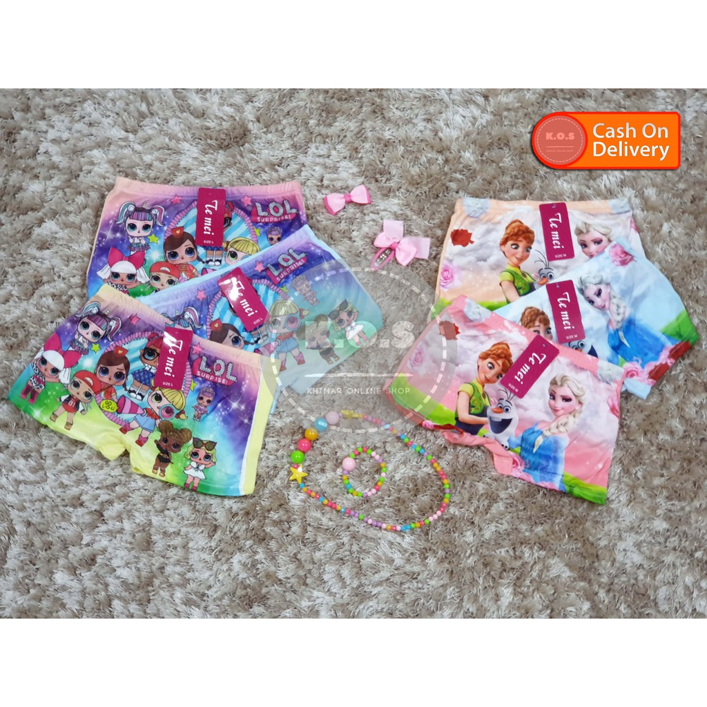 celana dalam anak perempuan cd boxer anak cewek size m,l,xl,2xl