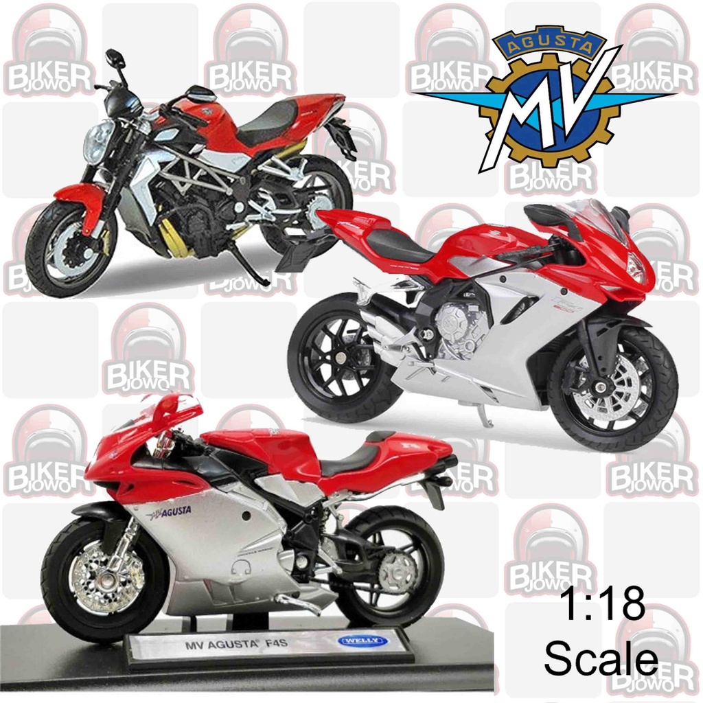 Mainan Diecast Motor 1 : 18 MV Agusta F3 800 F4S Brutale 1099 oro RR Maisto Welly BBurago Altaya Min
