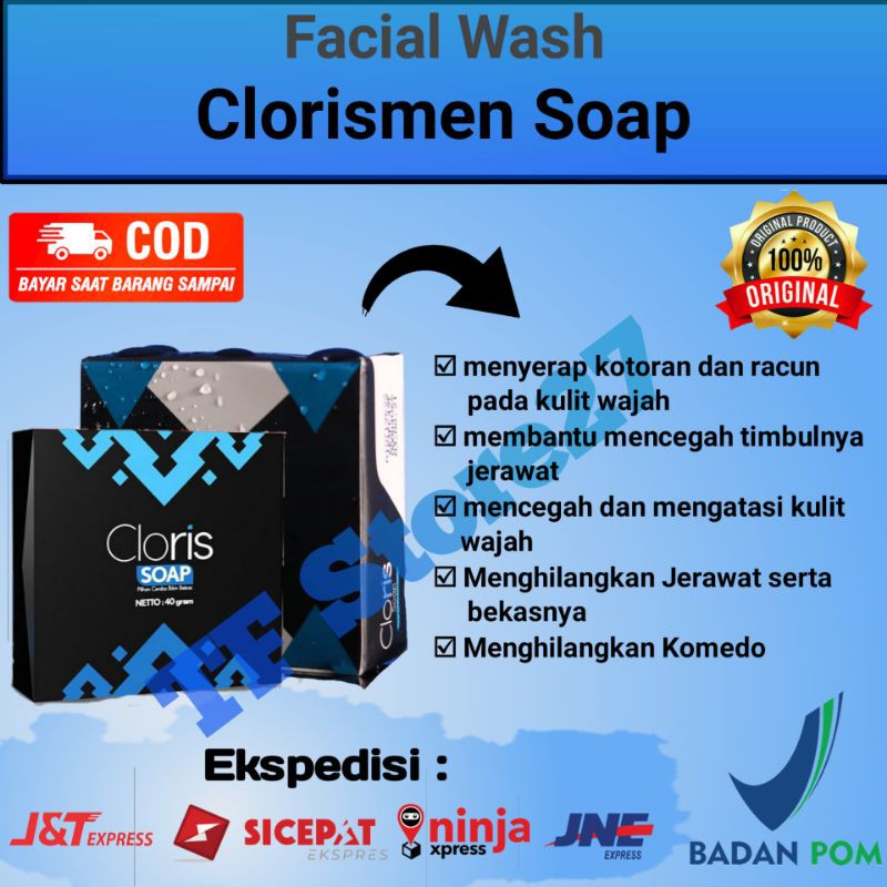 Jual CLORISMEN Soap Ukuran 40gr Sabun Wajah Pria Anti Jerawat Kusam ...