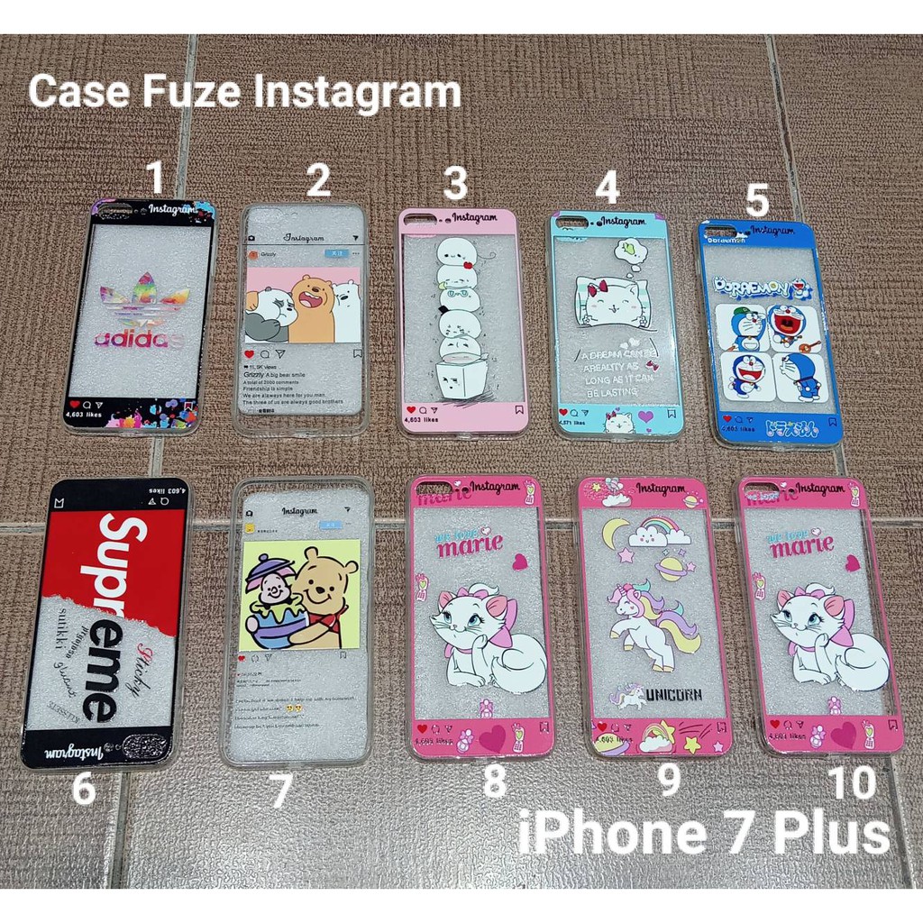 Case Fuze Glass Model Kartun Iphone 6 plus 7 8 plus XR Case Karakter untuk cewek