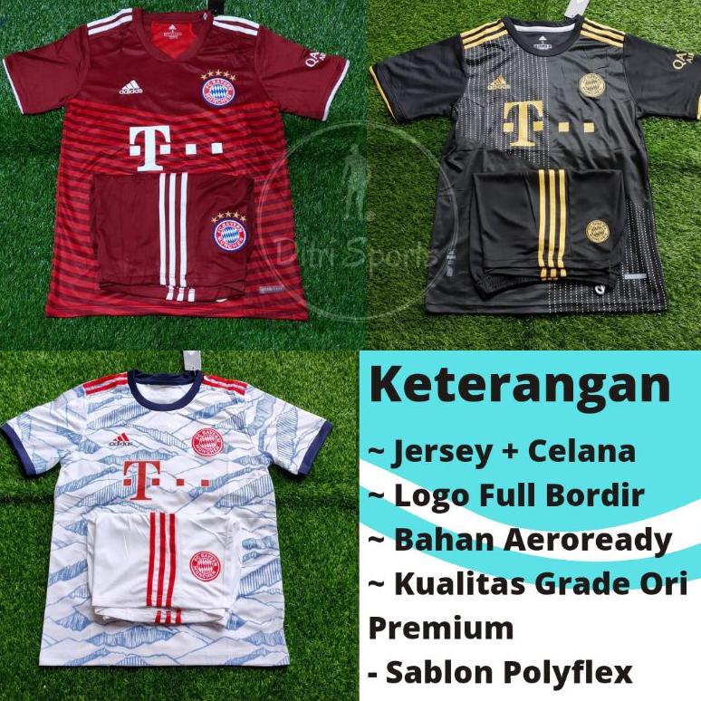 ((BISA COD)) Setelan Jersey Bayern Munchen Away 2021 2022 Grade Ori Import Baju Sepak Bola Fullset