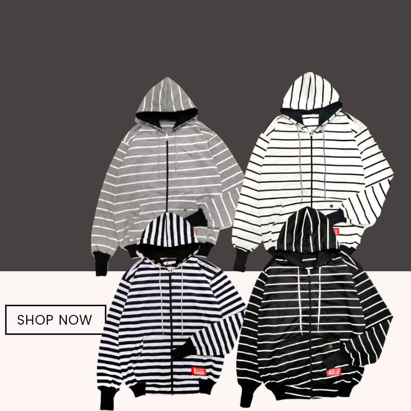 Sweater Jumper Jaket Zhipper Stripe Salur belang-belang PRIA WANITA Size L fit XL