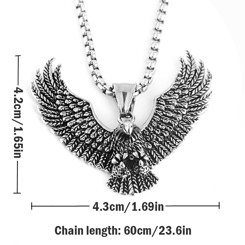 Kalung Rantai Liontin Burung Elang Terbang Ala Vintage Bahan Stainless Steel Untuk Wanita