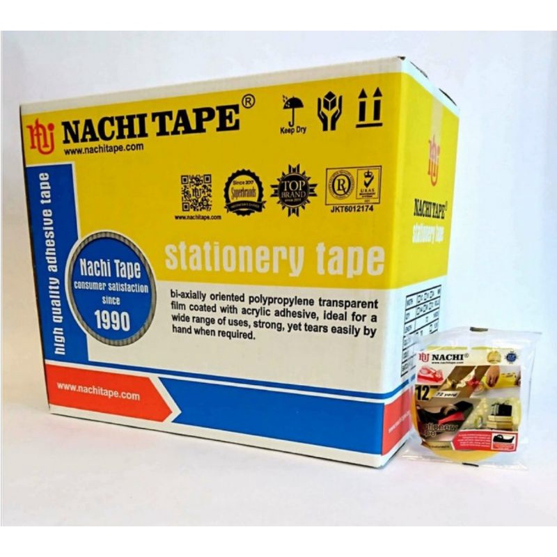 

(dus) nachi selotip stationery isolasi nachi yellow dus 12mm 1/2inch x 72 yard
