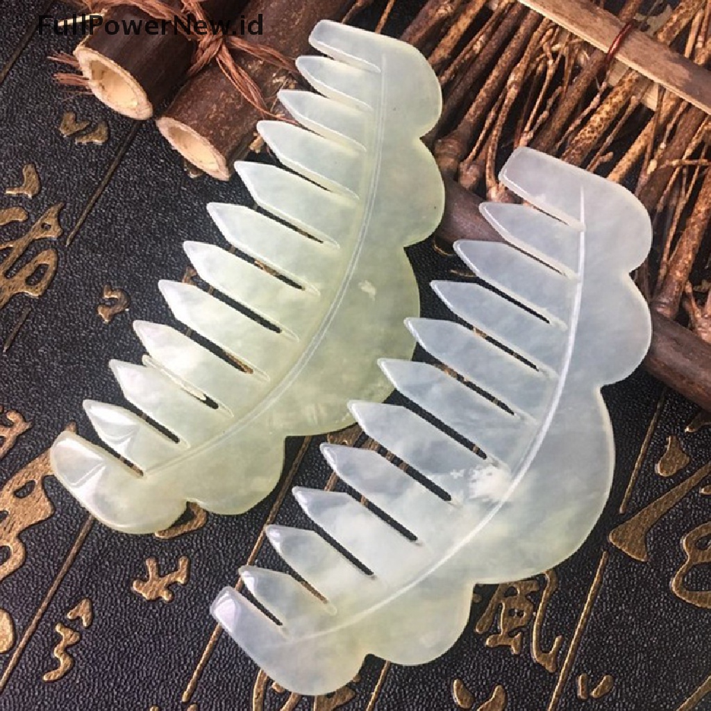 1pc Sisir Giok Gua Sha Alami Untuk Pijat Spa Akupunktur Kepala