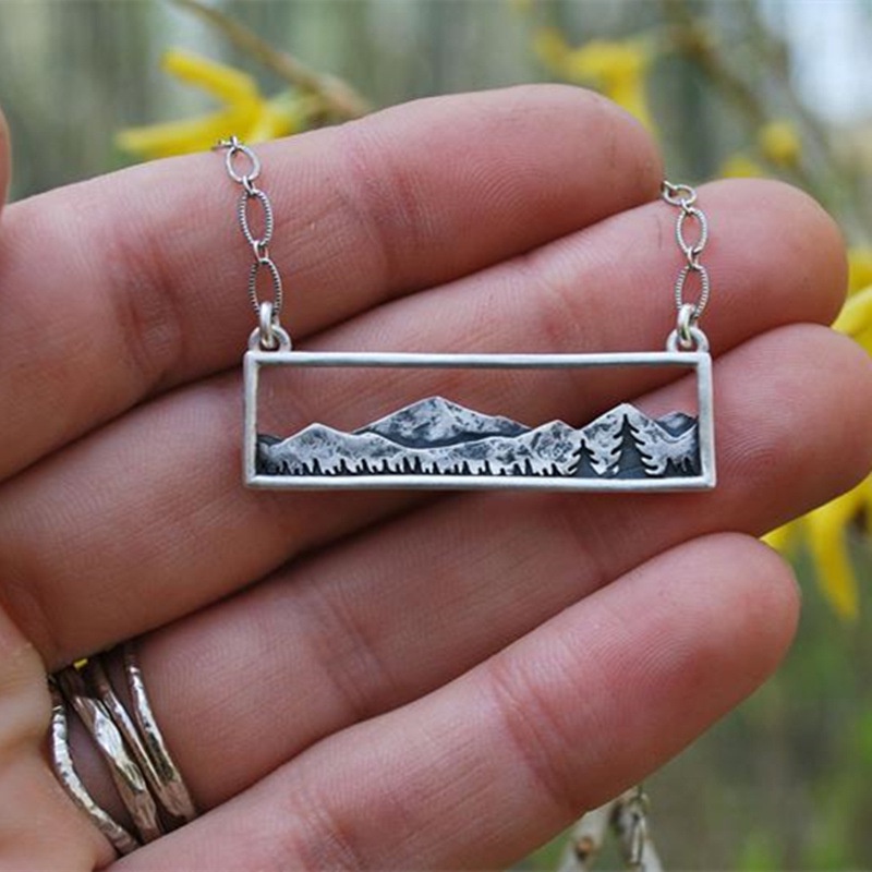 Kalung Liontin Pohon Pinus Gunung Gaya Retro Untuk Pria Dan Wanita