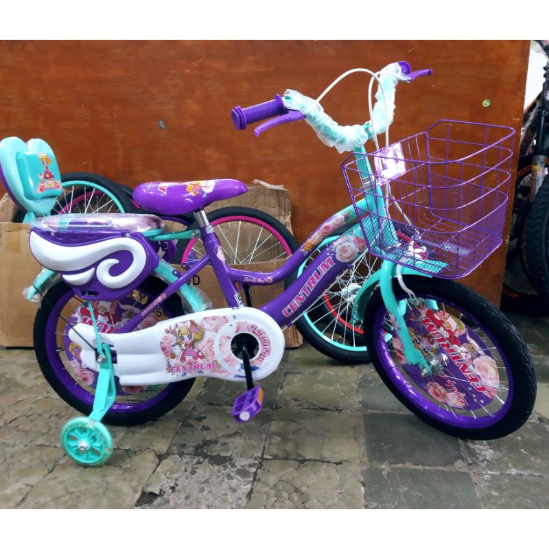sepeda anak perempuan Mini centrum 18 keranjang besi dan pelastik