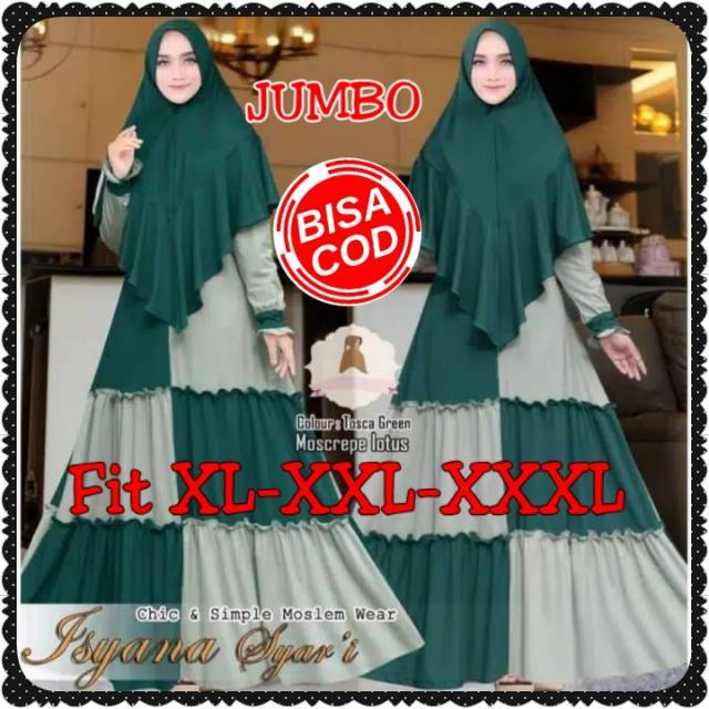 Gamis Jumbo Isyana Syari Baju Pesta Kondangan Big Size XXXL