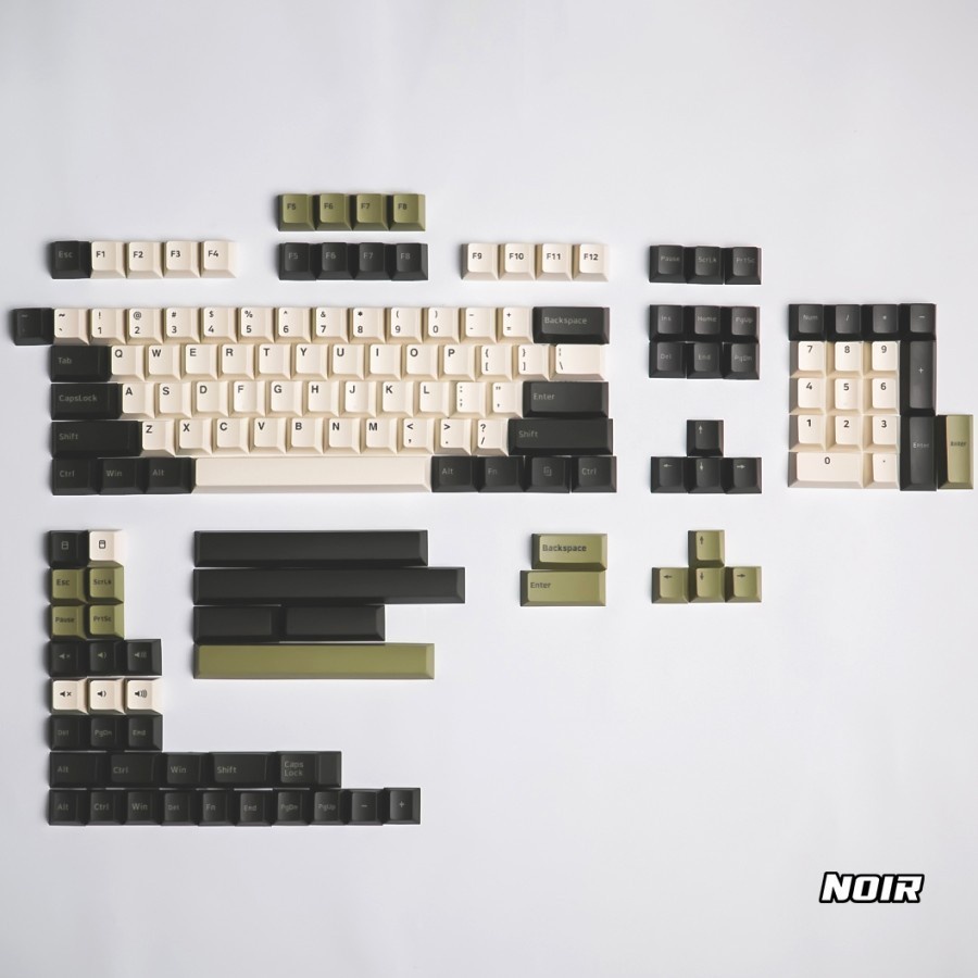 Noir Olive PBT Double-shot Keycaps 168 Set Cherry Profile