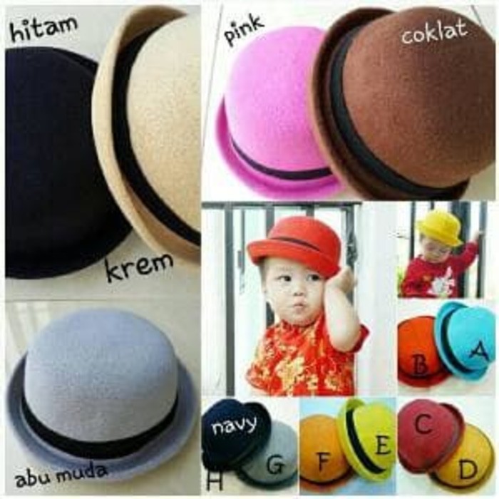 Topi Chaplin Caplin Balita Anak /Topi Bowler Hat Bahan Lembut ***