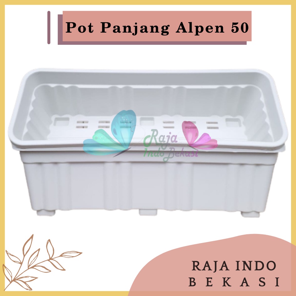 Pot Persegi Panjang Galaxy 50 Cm Putih - Pot Tanaman 49 50 Cm Pot Bunga Lidah Mertua Aglonema Bambu Air