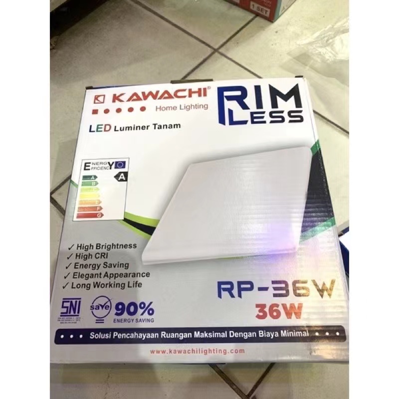 LAMPU LED PANEL DOWNLIGHT RIMLESS KAWACHI PUTIH BENTUK KOTAK 10WATT 18WATT 24WATT 36WATT