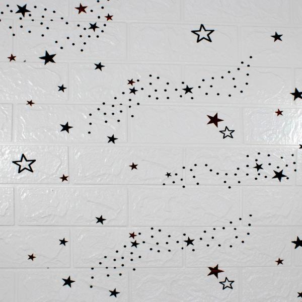 Wallpaper Foam 3D Stiker Dinding Dekorasi Minimalis Rumah Motif Lucu Ukuran 70 x 77 cm-Putih Bintang