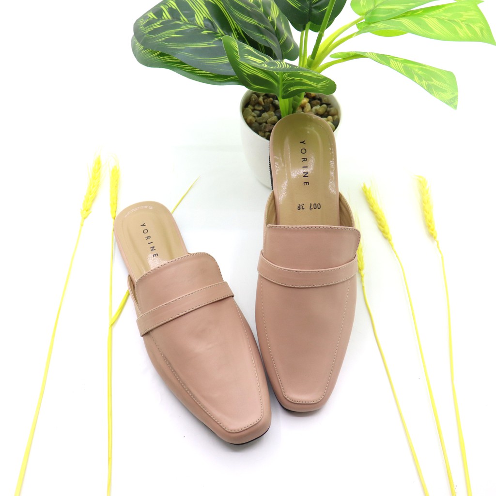 Sepatu Selop Trendy Flat Slip On Mules Model Bustong Kekinian LiLYANA