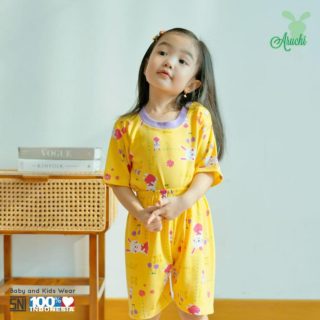 BANYAK MOTIF ARUCHI BAJU TIDUR ANAK SERIES BAJU+CELANA PENDEK PANJANG ANAK MOTIF CHEETAH /  HANAMI PIYAMA NB S M L XL XXL