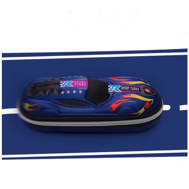 Tempat Pensil Kotak pensil Tepak 3D Timbul Hardtop Pencil Case Motif Mobil Murah-Biru Tua