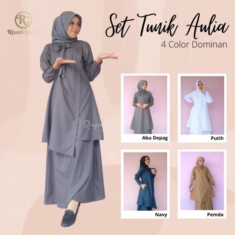Tunik Aulia sett by riyani ( warna dominan polos )