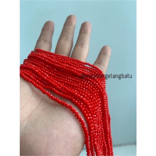 Crystal Ceko Doft 2mm merah cabe terang bead manik donat rondelle acc