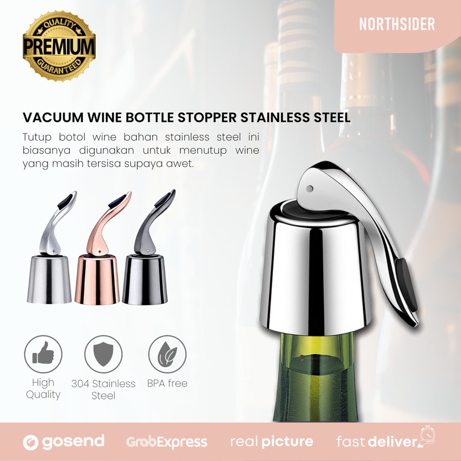 TUTUP BOTOL WINE | VACUUM WINE BOTTLE STOPPER STAINLESS STEEL