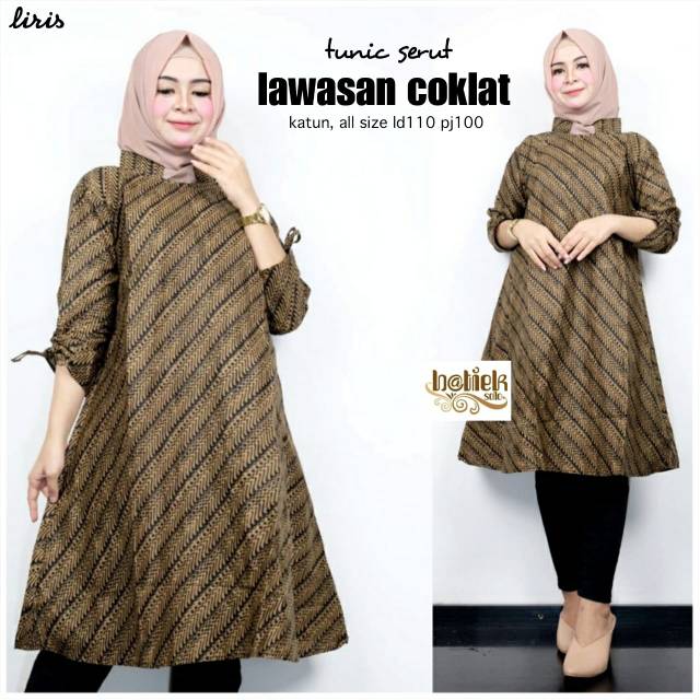 Tunik serut lawasan coklat