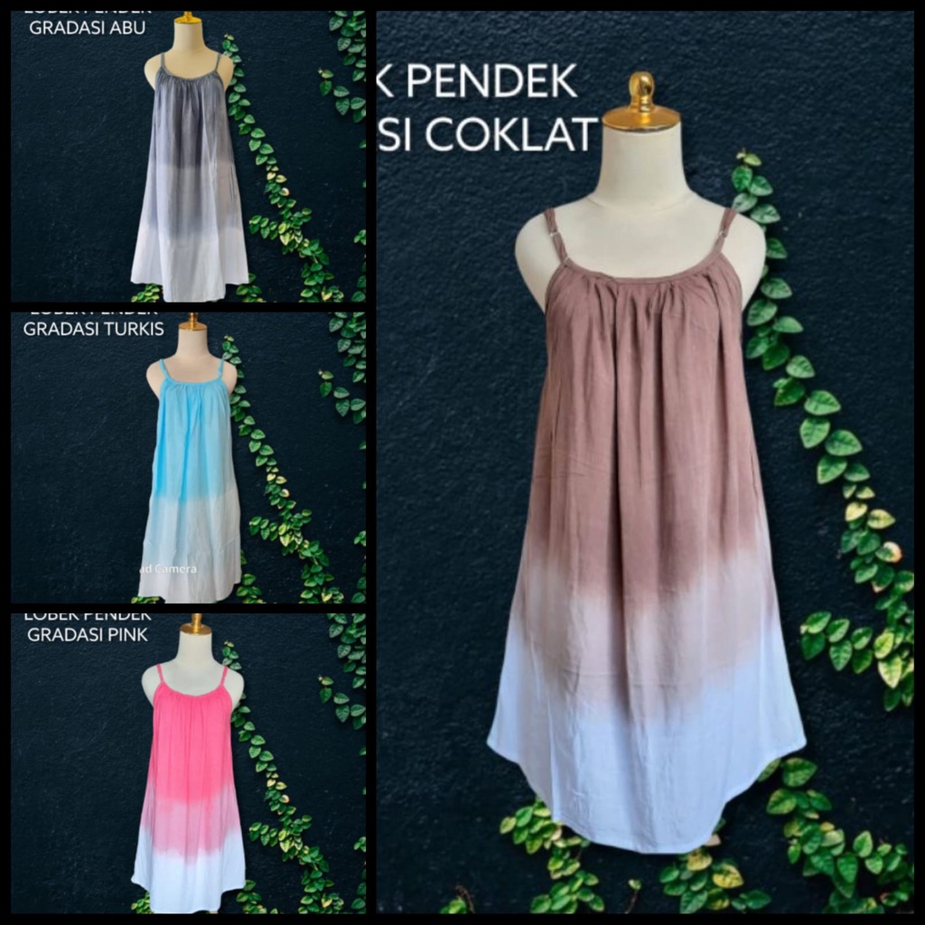 REALPICT - Daster Bali Dress Lobek Gradasi Pendek Kekinian viral Fashion Wanita Terbaru Daster Tali Kerut Dada Bahan Rayon Adem Daster Manohara Dress Bali Bunga Tie Dye