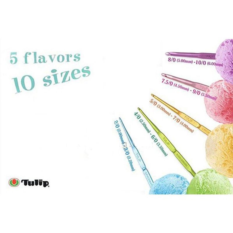 READY .. SET Hakpen (Alat/Jarum Rajut) Tulip Sorbet / Double Pointed Crochet Hooks Alumunium