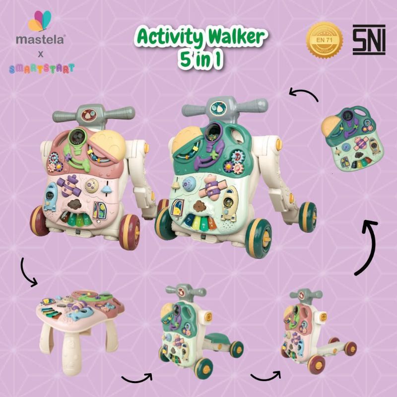 Mastela smartstart 5 in 1 activity walker / alat bantu jalan bayi