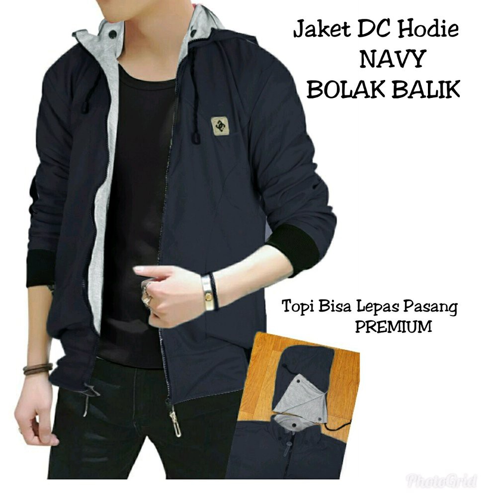 yc JAKET DC HODIE abu hitam army hijau cowok gaul laki pria murah simple elegan modis modern trendy