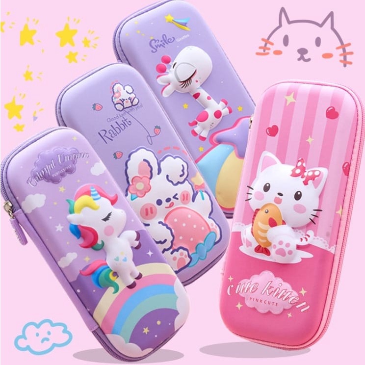 Tempat Kotak Pensil Anak Karakter Astronot unicorn 3D Waterproof CS03