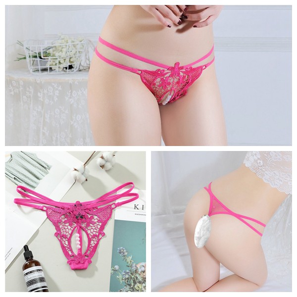 (COD) G String Wanita transparan Lace Bordir Thong mutiara Seksi Celana Dalam C227-1