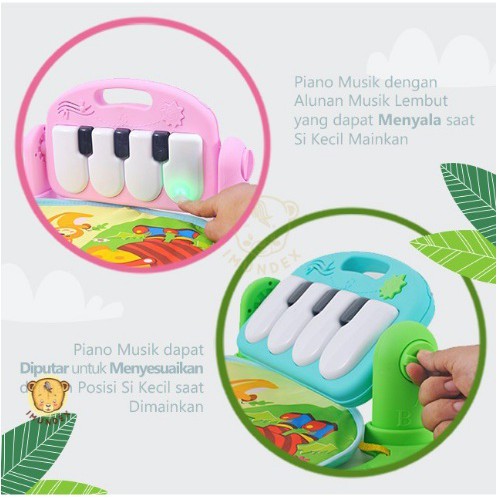 BABY GYM musical set musik bayi playmat matras mainan piano berkarakter dan rattles lucu