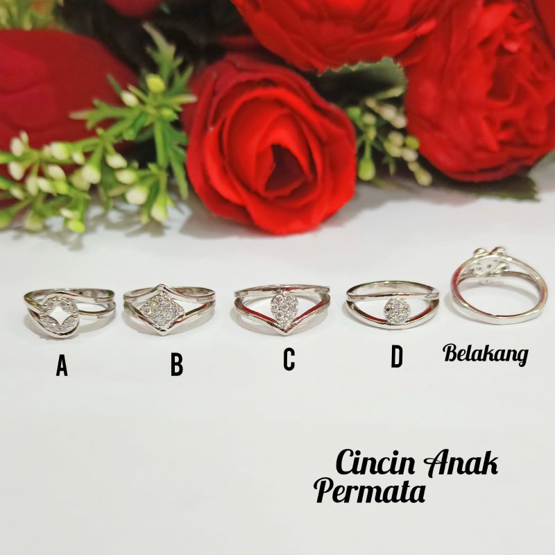 Cincin Anak Permata Zircon Silver limited edition (COD)