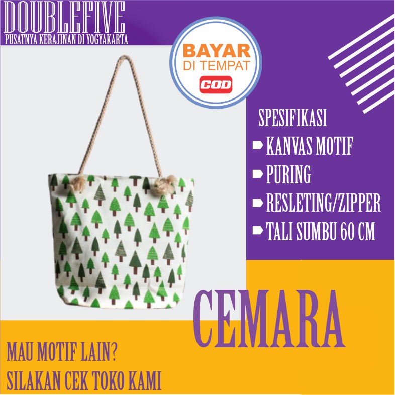 ( TALI SUMBU BAYAR DITEMPAT ) TOTEBAG TALI SUMBU / KEPANG KANVAS MOTIF / TAS TOTEBAG WANITA