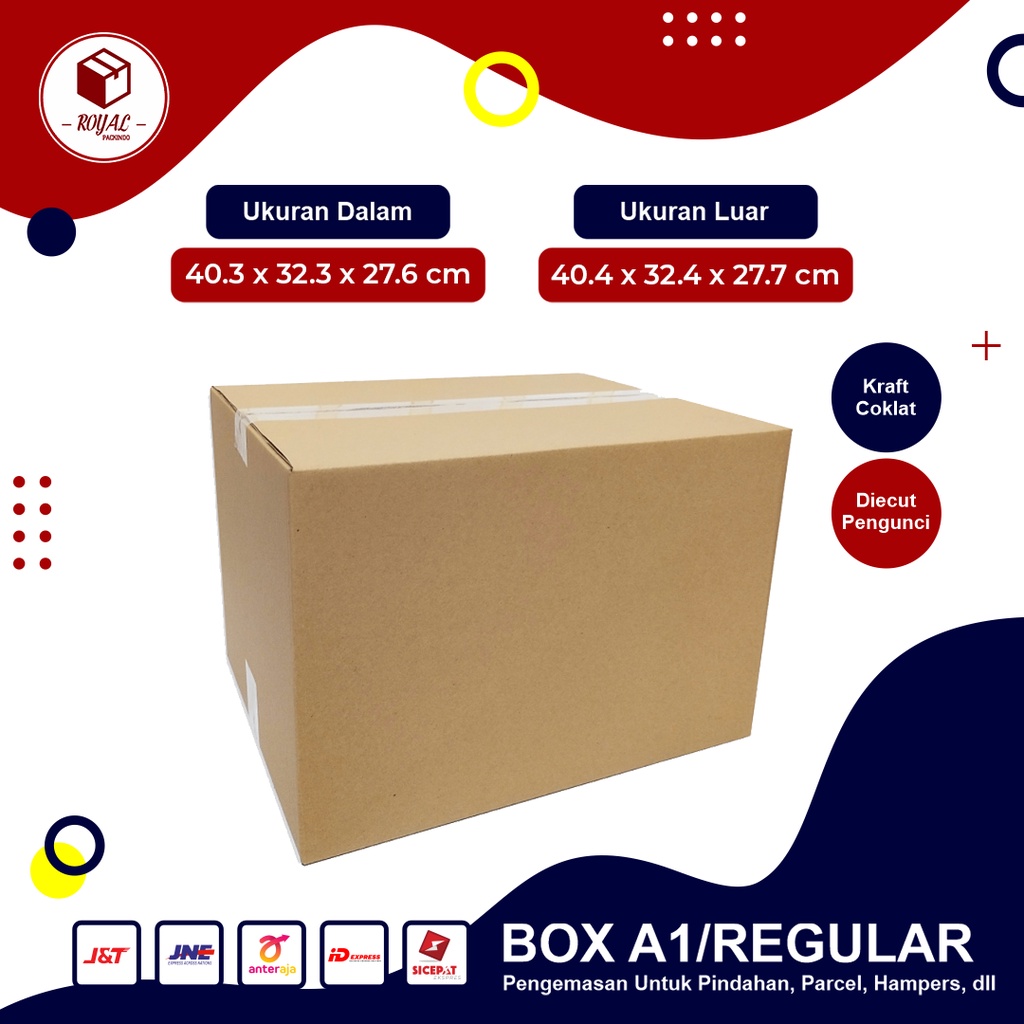 BOX A1 UMUM (UK 40 x 32 x 27 CM ) - POLOS COKLAT | B-FLUTE | BOX AMDK 1 LITER | ROKOK | MINERAL GELA